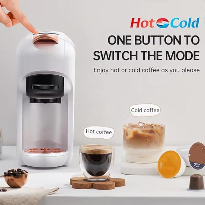 5-in-1 Coffee MachineCapsule Coffee Machine 7-Speed Water Level AdjustmentHot and Cold Switchable19bar High Pressure Extraction600ml Water TankCompatible with a Variety Of Capsules
