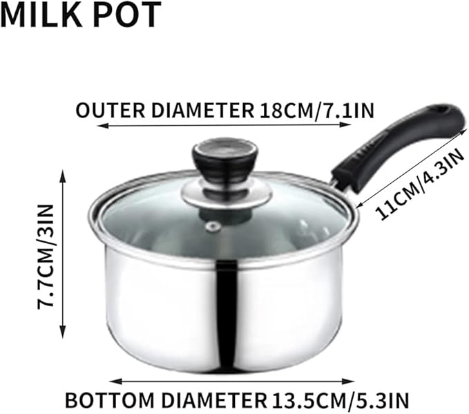 Cookware 3pcs Stainless Steel Cookware Set Soup Pot Milk Pan with Glass Lid Frying Pan Kitchen Cooking Tool