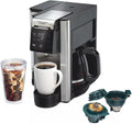 Hamilton-Beach 12c FlexBrew 5-in-1 Drip Coffee Maker Single Serve and Carafe Brewer Compatible with Ground Coffee and KCups Programmable Auto Shut-Off Adjustable Strength 1200W (Renewed)