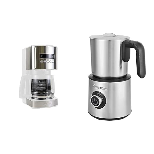 Koolatron Kenmore Coffee Maker 12 cup White + Kenmore Automatic Milk Frother &amp Steamer