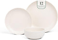 Larder &amp Vine 12-Piece Melamine Dinnerware Set: Durable Lightweight Break-Resistant Plates &amp Bowls – Stylish Non-Toxic Dishwasher Safe – Ideal for Everyday Use Indoor &amp Outdoor Dining