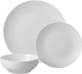 Glazed White Stoneware Dinnerware Set 12-Piece Service Includes Dinner Plates Salad Plates Bowls Durable Everyday Dishes Dishwasher &amp Microwave Safe