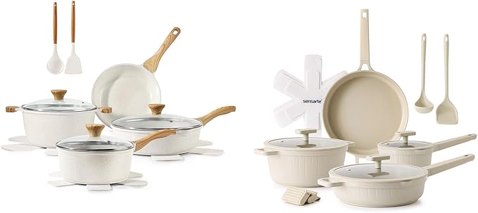 SENSARTE Ceramic Cookware Sets Pots and Pans Set Non stick 13 Piece Induction Cookware 14 Pcs Nonstick Kitchen Cooking Set w/Frying Pans Set Saucepans Set