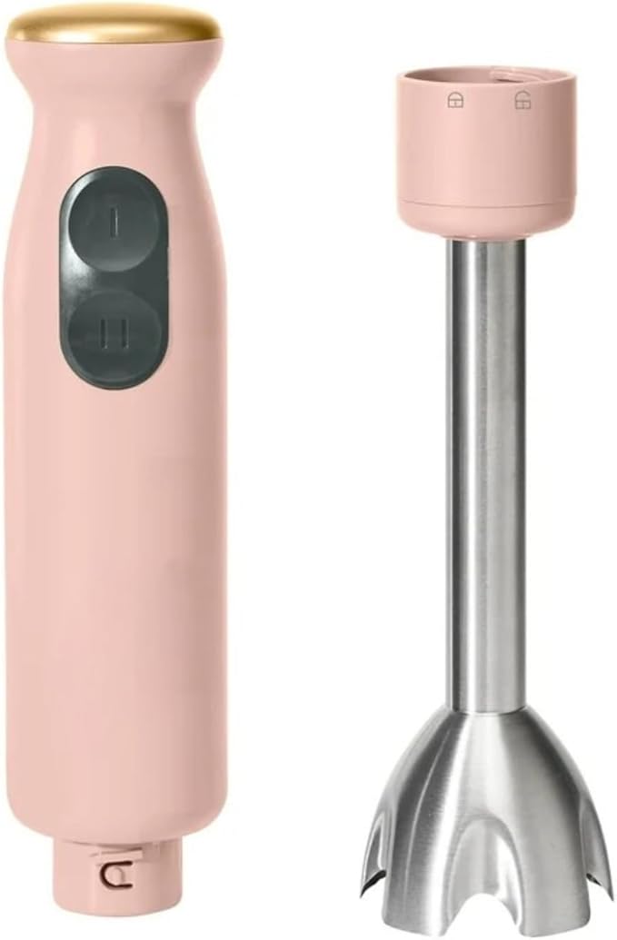 Cordless Hand Blender with 2-Cup Chopper Whisk &amp Large Measuring Cup Perfect for Cooking Smoothies Sauces Purees and Meal Prep (Rose)