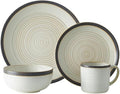 Mikasa Lara 16-Piece Dinnerware Set Contemporary Stoneware Plates Bowls &amp Mugs - Glossy Tableware for Everyday Dining Family Meals &amp Holiday Gatherings - Dishwasher Safe