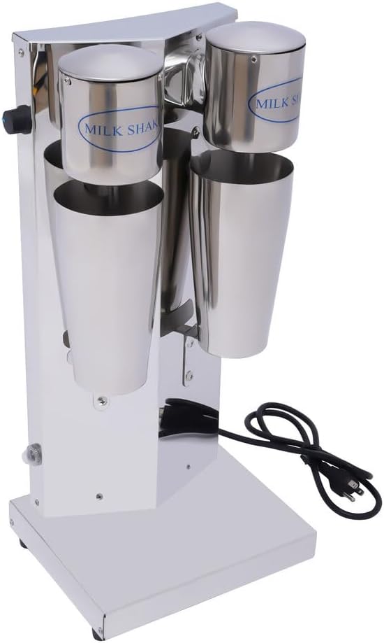 Milkshake machine commercial stainless steel milk shaker with double head beverage blender electric milkshake machine stainless steel drink and juice blender with 2 x 800 ml cups 110V 180W.