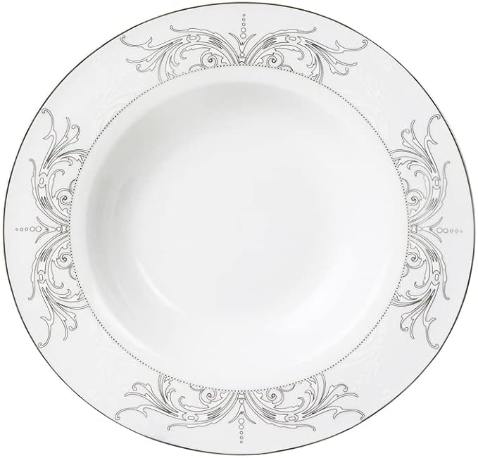 Stylish and Elegant 24 Pieces Porcelain Dinnerware Set Service for 4 People - Olympia-Mix and Match Silver Border