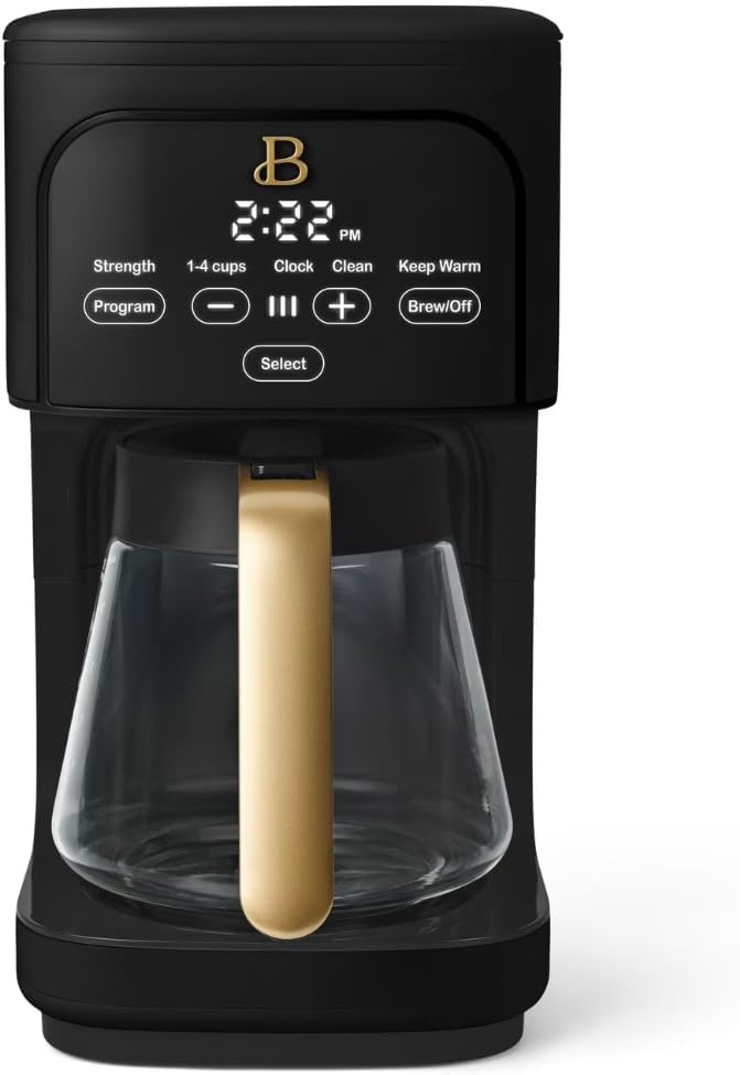 12 Cup Programmable Coffee Maker 24 Hour Auto Brew Touch Display Bold Strength Control Glass Carafe Reusable Filter Auto Shut Off (Black Sesame)