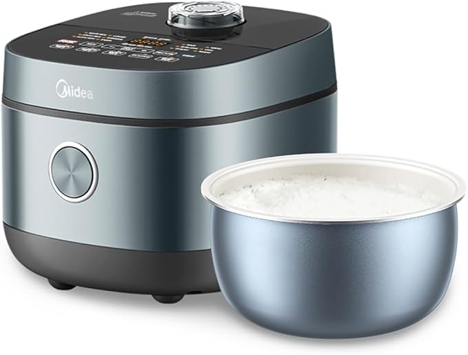 Midea 8 Cups Uncooked Rice Cooker Non-stick Ceramic Rice Cooker with Celadon Coated Inner Pot 15 Smart Cooking Programs 4L MRD401T2BMB