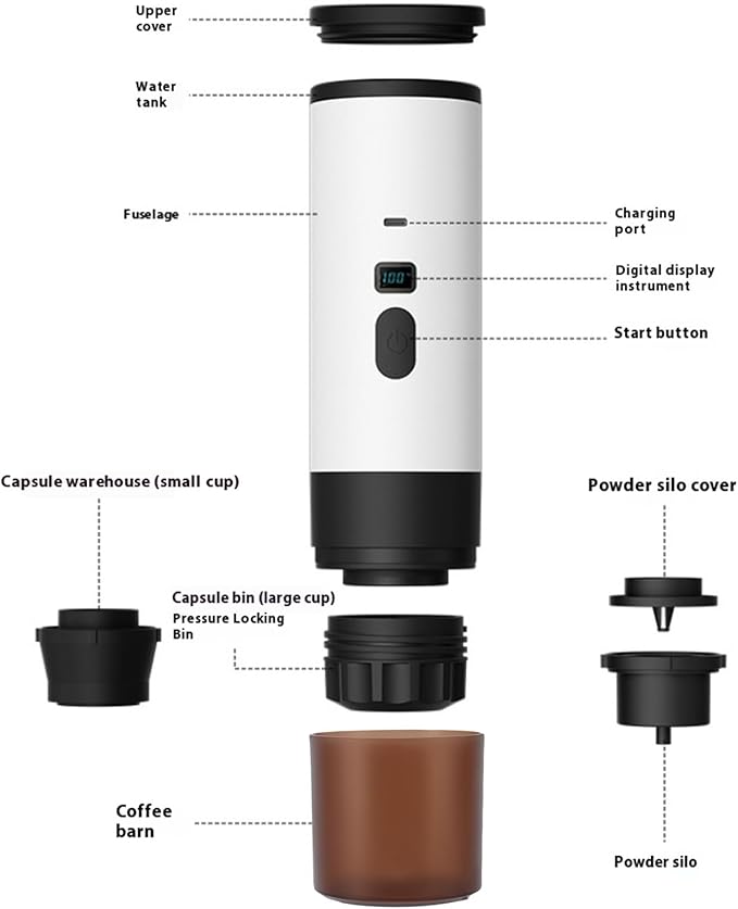 Upgraded Portable Coffee Maker for Travel 72W Long Lasting Self Heating Espresso Machine Small Electric Capsule Coffee Machine for Camping Office Hiking RV