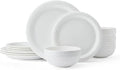 Mikasa Shay Bone China Lightweight Chip Resistant 12 Piece Dinnerware Set Service for 4 White