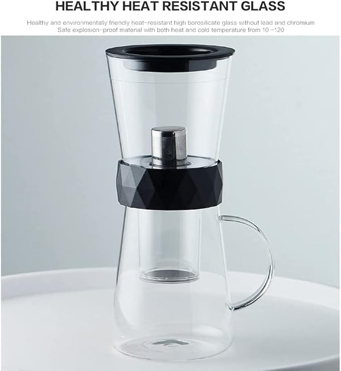 Habiba Iced Drip Coffee Maker Modern Cold Brew Coffee Maker 600ML/20.29oz Siphon Coffee Maker with Adjustable Water Flow Iced Coffee Maker for Home Office Reusable