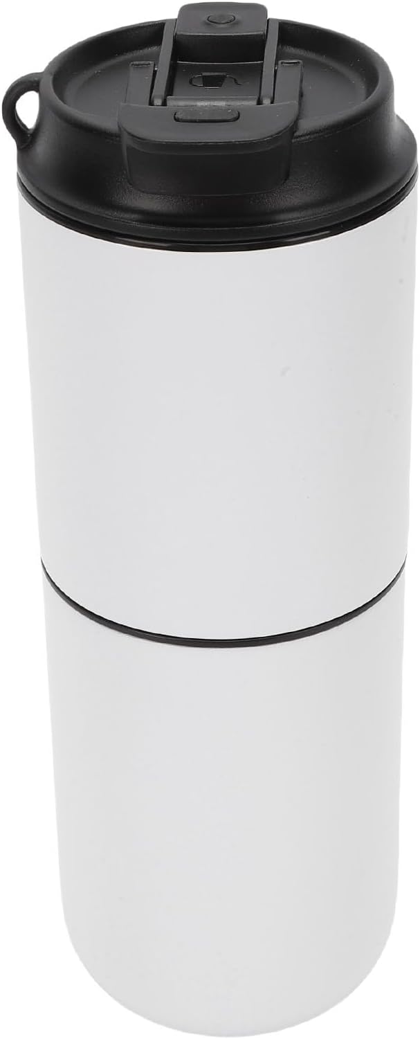 Portable Coffee Maker Electric Coffee Maker with Mill 350ML Cordless Rechargeable Battery Operated Coffee Machine Semi Automatic Coffee Cup for Camping Office (White)