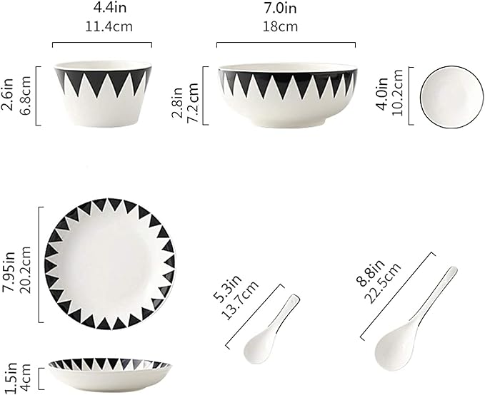 Elegant Dinnerware Set Dinner Plates Bowls Set Plate Ceramic Tableware and Serving Tableware 10-Piece Kitchen Plate Set Geometric Pattern Plate SetA