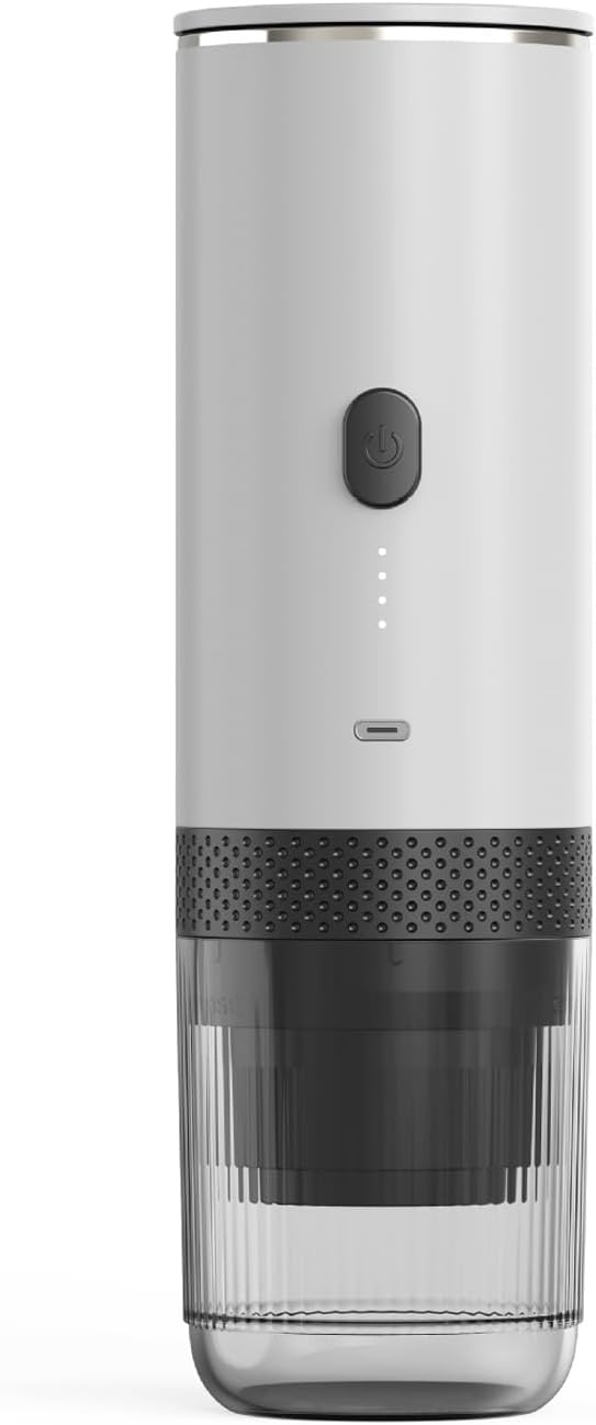 Asixxsix Portable Coffee Maker 2 in 1 Machine with 7500mAh Battery and 20Bar Pressure Compatible with Ground Coffee and Capsules for Home Travel Camping Office (White)