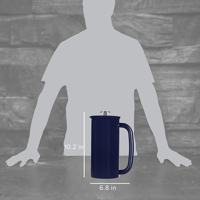 ESPRO P7 French Press Stainless Steel 304 – Patented Double Walled Micro-Filter Insulated French Press Coffee Maker Grit-Free Brew - Heat Resistant BPA Free - Aegean Blue (32oz)