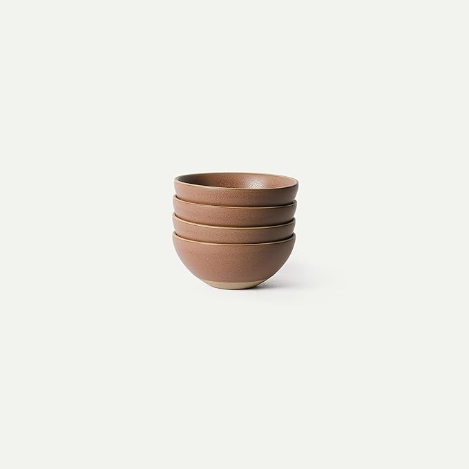 MORA Small Bowls Set of 4 16oz Ceramic Pottery Dessert Bowls - Microwave Oven and Dishwasher Safe - Terracotta