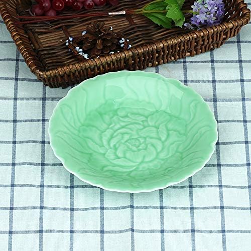 Plates Dinnerware 6 inches Celadon Dish with Penoy Microwave and Dishware Safe(set of 4)