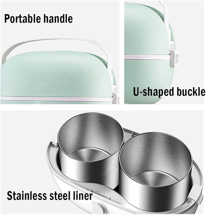 Portable Electric Heating Stainless Steamer Boiling Steel Lunch Box Home Rice Cooker Food Warmer