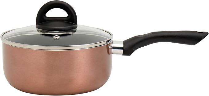 Basic Essentials 29-Piece Nonstick Cookware Pots Pans Set Baking Sheet Cookie Cutters Mixing Bowl Measuring Cups &amp Spoon Copper