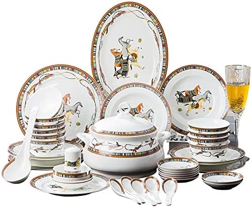 56 Pieces Porcelain Dinnerware Set for 10 People Modern Simplicityplate and Bowl Sets