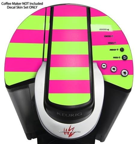 Decal Style Vinyl Skin compatible with Keurig K40 Elite Coffee Makers Psycho Stripes Neon Green and Hot Pink (COFFEE MAKER NOT INCLUDED)