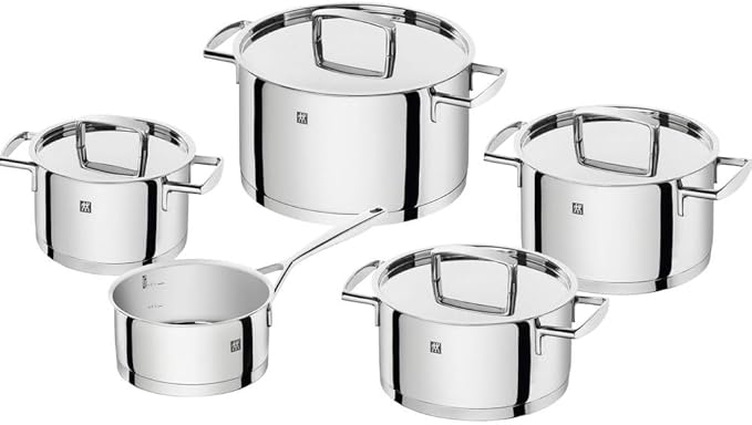 Zwilling 5-Piece Pot-Set with 4 Lids Suitable for Induction Stainless Steel Passion