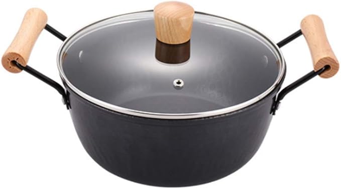 Cookware Set Non-Stick Cookware Set with Glass Lids Kit Pots and Pan Set Suitable for Gas Stove Induction Cooker 3 Pieces Pot &amp Pan Sets (Black 3