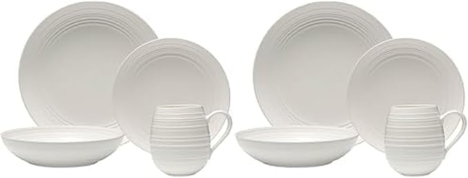 Mikasa Swirl Coupe 4 Piece Place Setting Service For 1 White (Pack of 2)