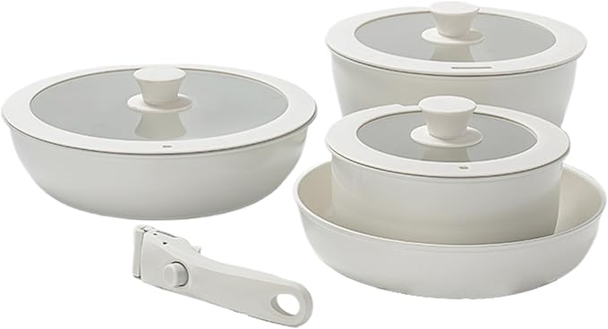 Ceramic Cookware Set – Pots And Pans For Kitchen Oven Induction Safe Non-Stick Durable Cookware Portable Cooking Utensils | Ideal Home Apartment Picnic Outdoor Cooking Meal Prep Camping