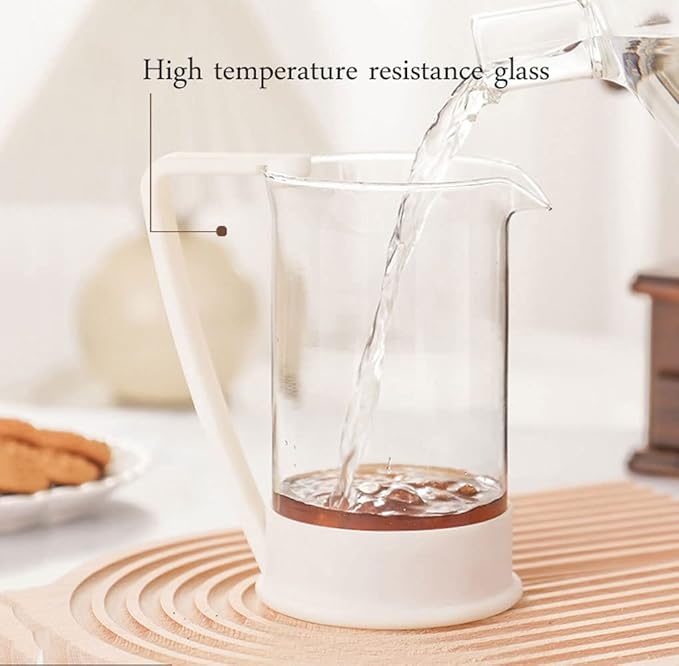 French Press Coffee Maker with Borosilicate Glass Carafe 1000ML White (Color : B)
