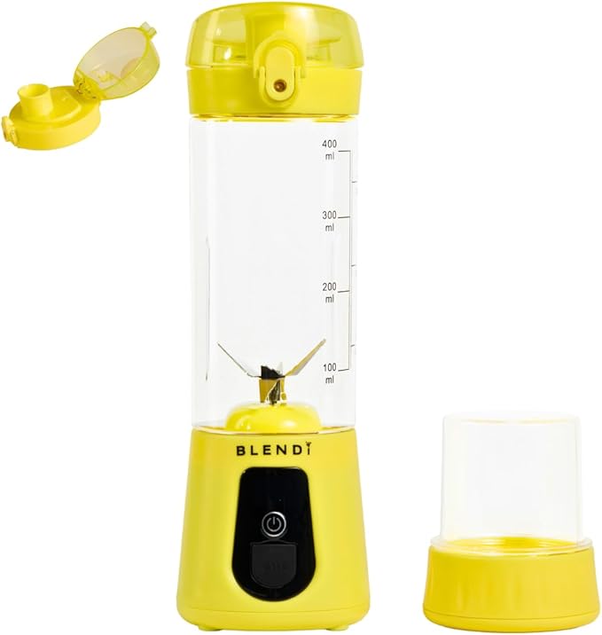 BLENDi Pro+ Portable Blender (17.5oz Lemon) – Upgraded Ice Crushing 120W Motor USB-C Rechargeable Cordless Personal Blender Smoothies &amp Shakes – BPA-Free Self-Cleaning Travel-Friendly (NEW)