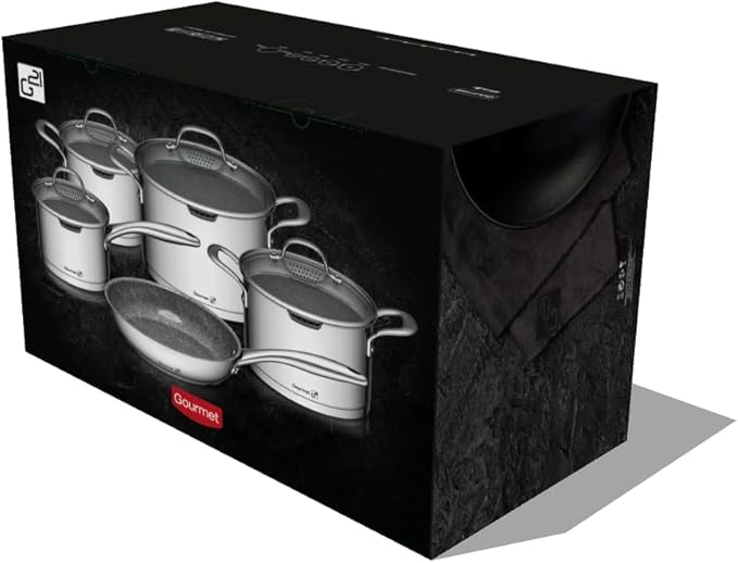 G21 Gourmet Miracle Cookware Set with Strainer 9 Pieces Stainless Steel/Greblon