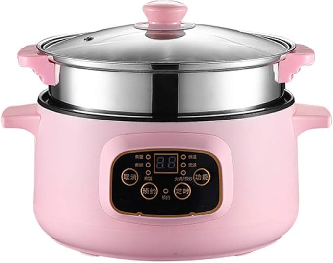 Cooking Pot Multifunctional Rice Cooker Slow Cooker With Automatic Power-Off Protection Household Small Hot Pot Rice Cooker With Steamer(Pinksmartedition26cm)