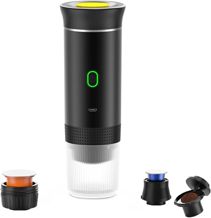 Portable Coffee Maker 3-in-1 Portable Espresso Machine Travel Coffee Maker Work with Capsule and Ground Coffee Cold Brew and Heating Coffee Maker