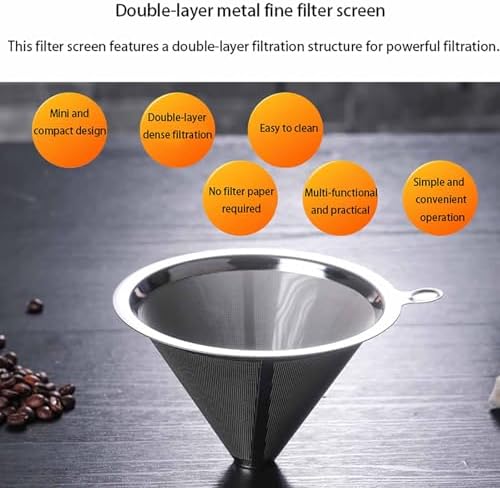GS Pour Over Coffee Maker - 600ML Glass Carafe with Stainless Steel Filter Reusable Drip Coffee Maker for Home Office &amp Camping - Portable 13.5 OZ Coffee Brewer