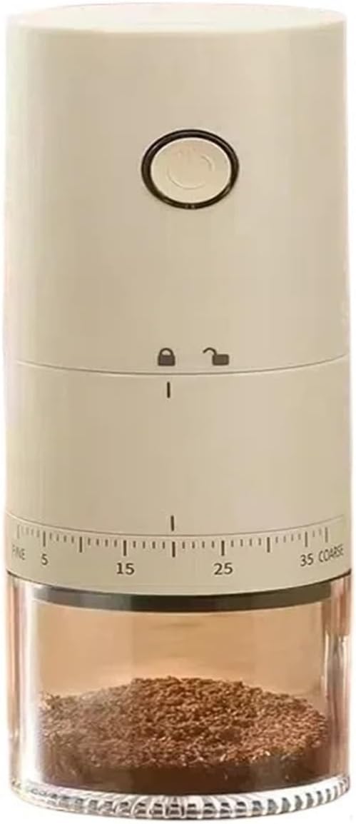 Portable Coffee Machine Portable Electric Coffee Bean Grinder 38 Levels Externally Adjustable USB Charging 1500mAh Rechargeable Home Mini Coffee Makerfor Outdoor Travel Picnic(White)