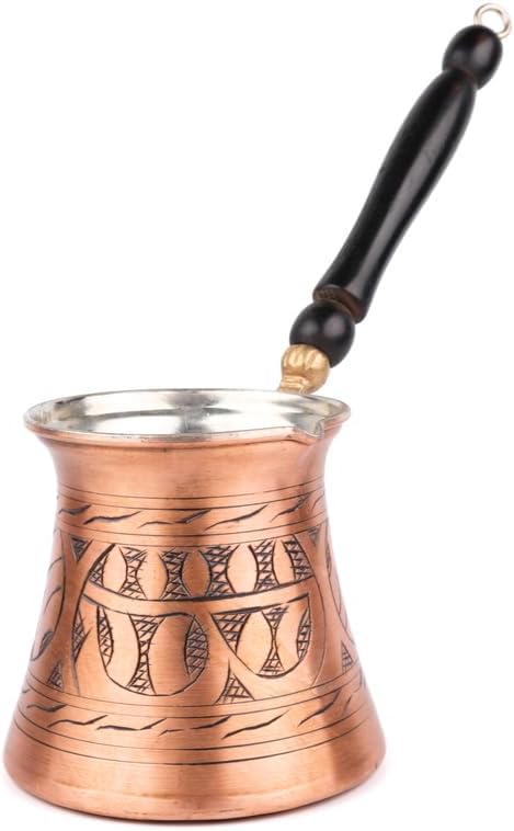 Copper Turkish Coffee Pot Cezve Carved Design for 8 People Traditional Coffee Maker Metallic Color One Piece - Copper One Size