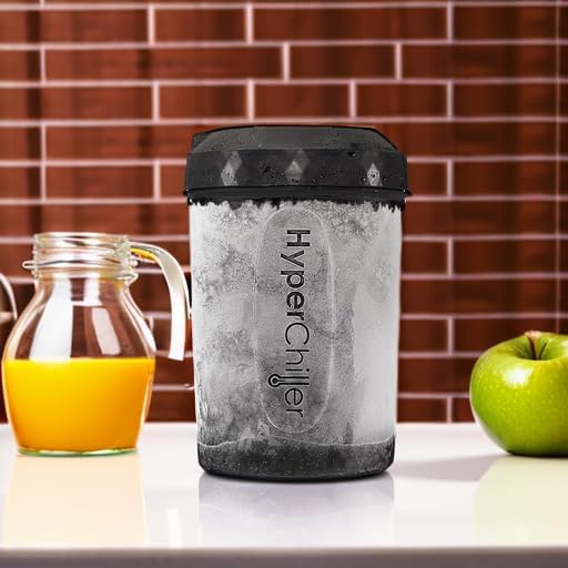 HyperChiller HC2 Patented Iced Coffee/Beverage Cooler NEW IMPROVEDSTRONGER AND MORE DURABLE! Ready in One Minute Reusable for Iced Tea Wine Spirits Alcohol Juice 12.5 Oz Black