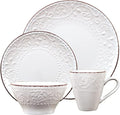 16 Piece Stoneware Scroll Dinnerware Set White