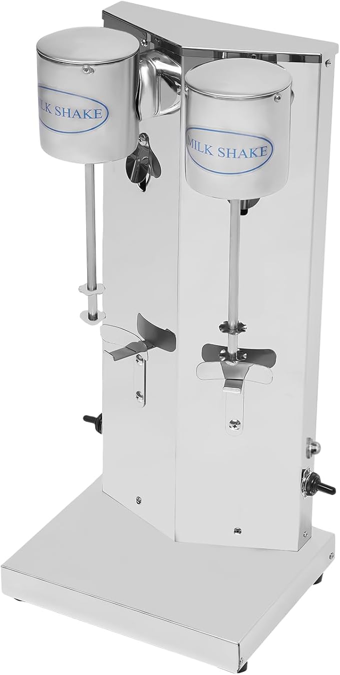 Milkshake Maker Kit180W Commercial Electric Milkshake Machine Double Head Milk Shakes Machine w/2pcs Cup2 Speeds Adjustable Drink Mixer Milk Shaking Machine for Cocktail Tea