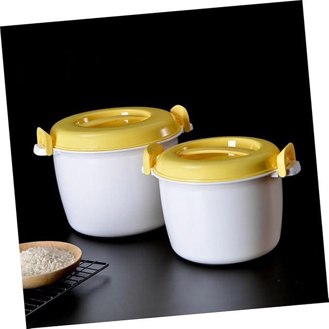 2pcs Microwave Rice Cooker Set Cup Capacity Easy to Use for Home Office Travel