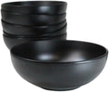 Ebros Gift Contemporary Ridged Matte Black Melamine Series Dinnerware Serveware Kitchenware Set Japanese Chinese Restaurant Supply (Pack Of 6 Round Soup Appetizer Rice Shallow Bowls 16oz)