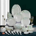 Ceramics Dinner Set Kitchen and Dining Service Durable Kitchen Dinnerware Set Dinner Salad Appitizer Dessert Plate Bowls Best for Indoor and Outdoor Party Creativity Villa Table Decor (56pcs One Size)