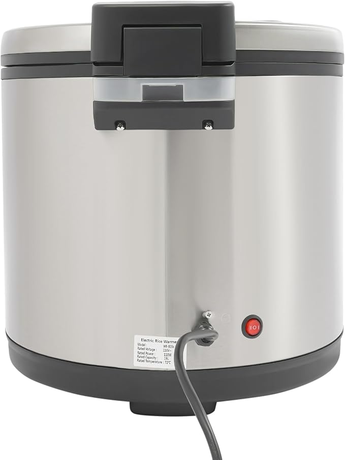 19L Stainless Steel Commercial Rice Cooker 110V 110W Grain Rice Porridge Soup Warmer and Heater with Rice Spoon for Restaurants Parties and Homes