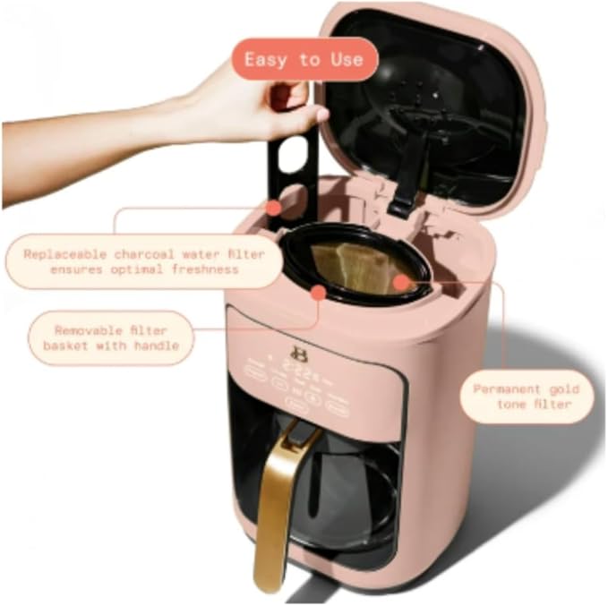 14-Cup Programmable Coffee Maker with Touch-Activated Display~Rose Pink