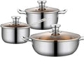 RUVOO Cookware Set Pots and Pans 3Pcs Cookware Set Frying Pan Soup Pot Milk Pot with Glass Lid Stainless Steel Cooking Pot Set Kitchen Kitchen Cooking Set