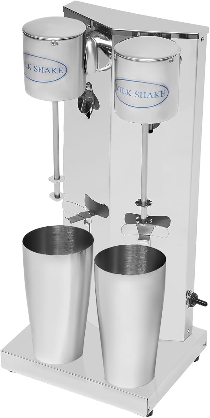 Electric Milkshake Maker Machine Stainless Steel Milk Mixer Blender Double Head Malt Blender Drink Mixer 110V 360W Commercial Smoothie Mixer (2 Head)
