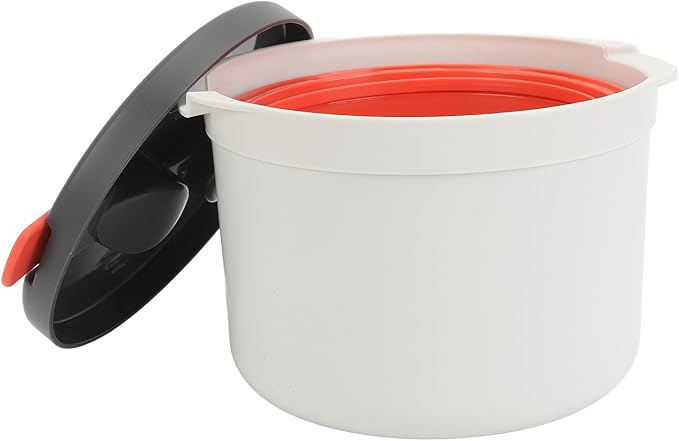 Focket Microwave Rice Cooker Portable Food Grade Plastic Microwave Rice Steamer with Strainer and Venting Design for Cooking Pasta Vegetables