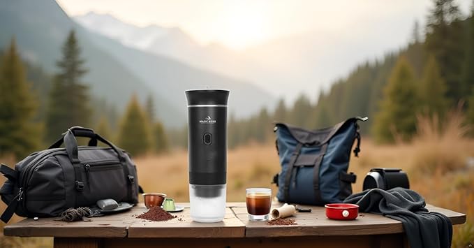 Magic Boxx Portable Electric Coffee Maker with USB-C | Compatible with Capsules and Ground Coffee | Ideal for Car Office Travel and Camping